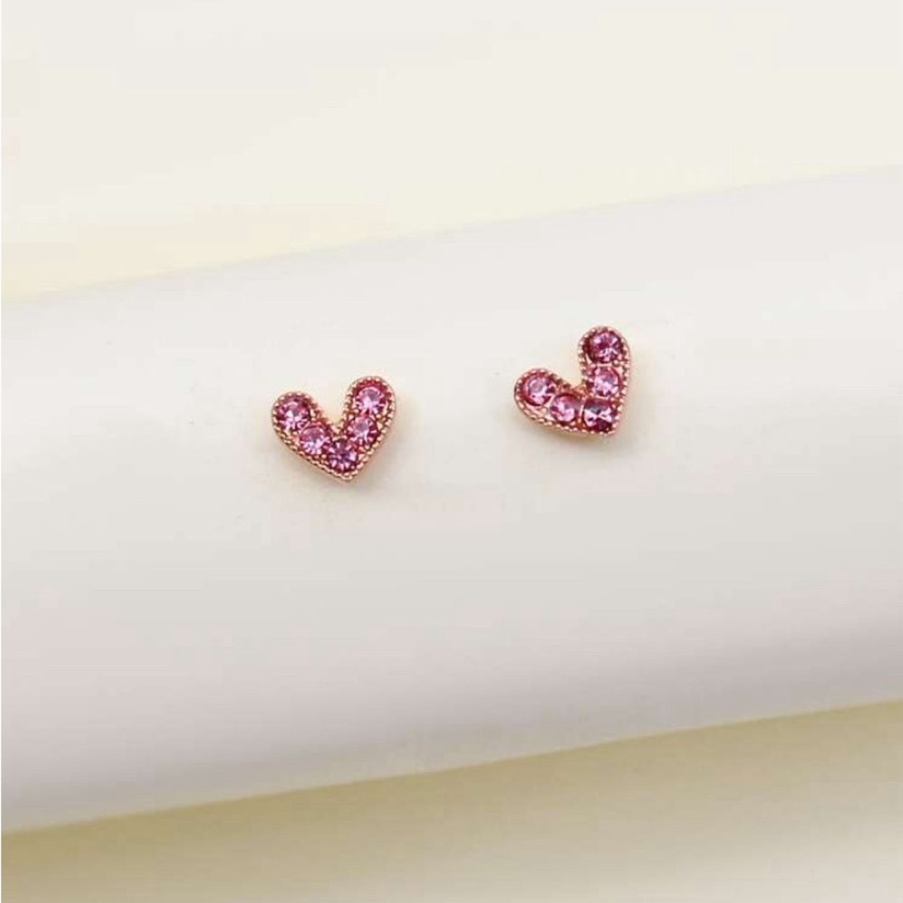 Pink Heart Stud Earrings